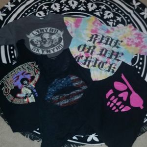 Lot of edgy rock vintage inspired band tees tanks